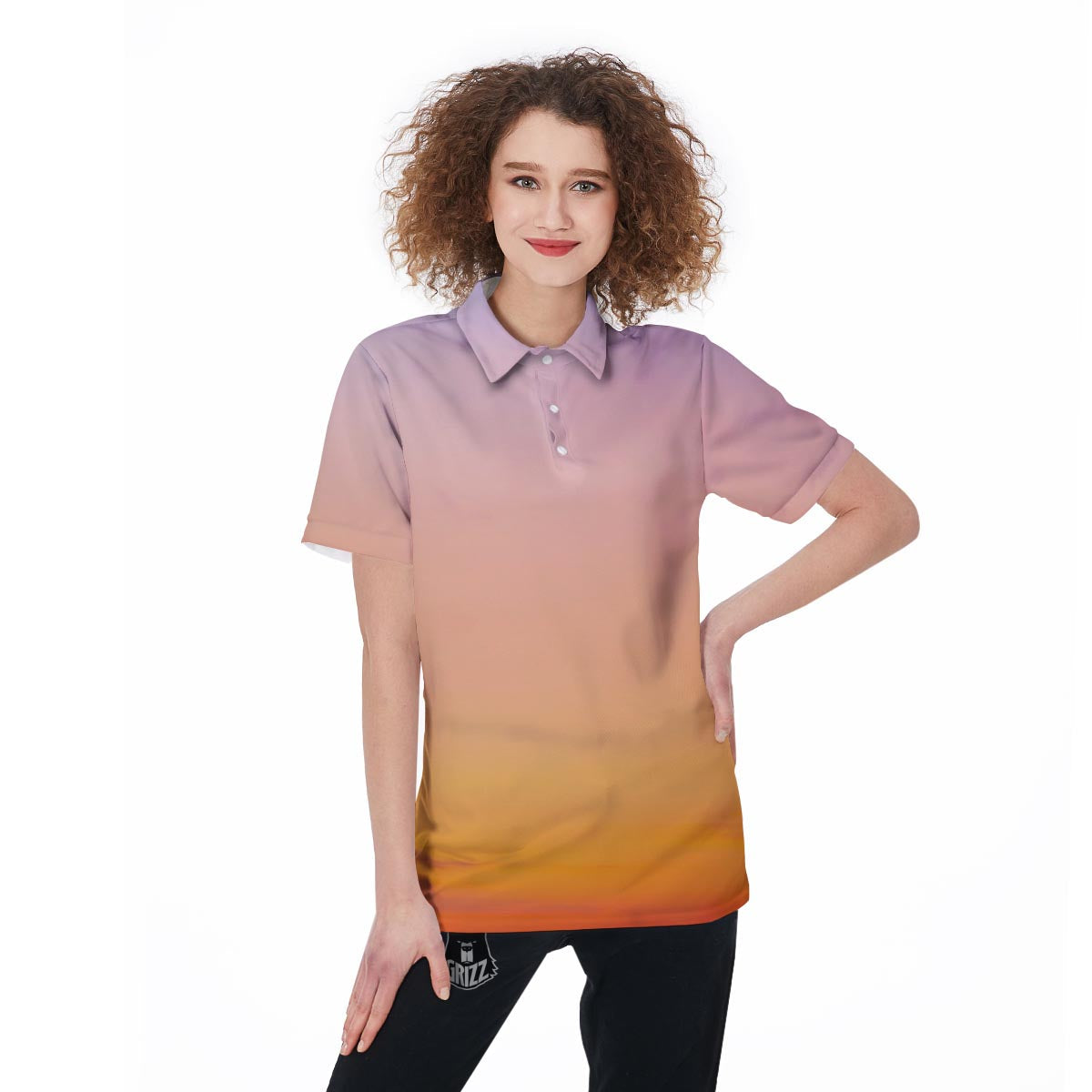 Sky Sunrise Print Women's Golf Shirts-grizzshop