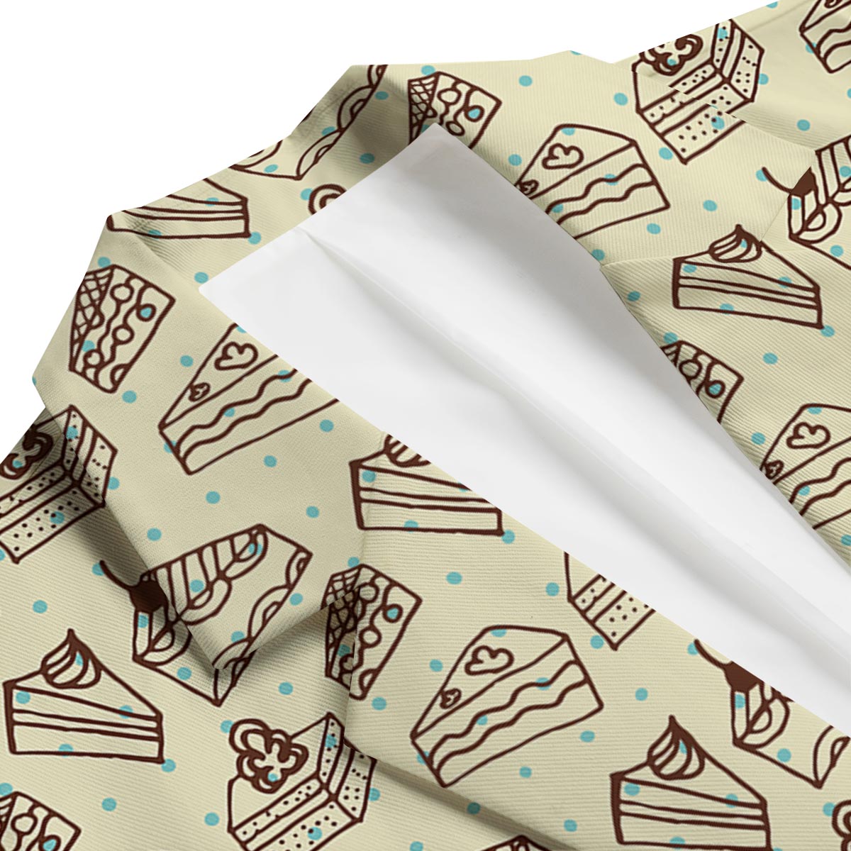 Slice Cake Pattern Print Men's Blazer-grizzshop