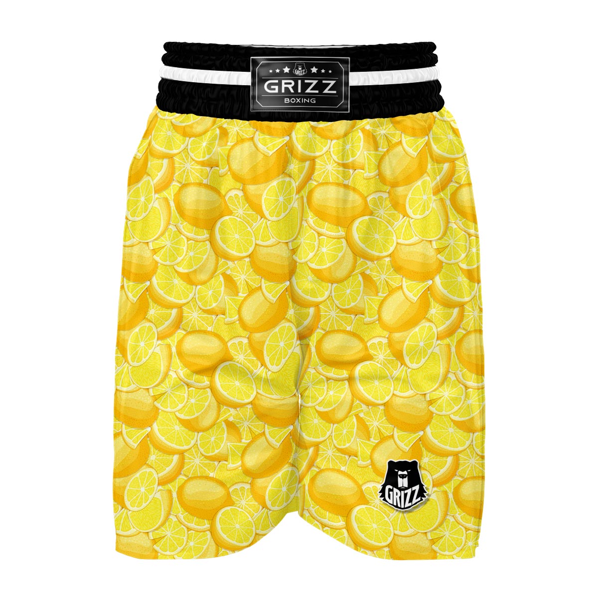 Slice Lemon Pattern Print Boxing Shorts-grizzshop
