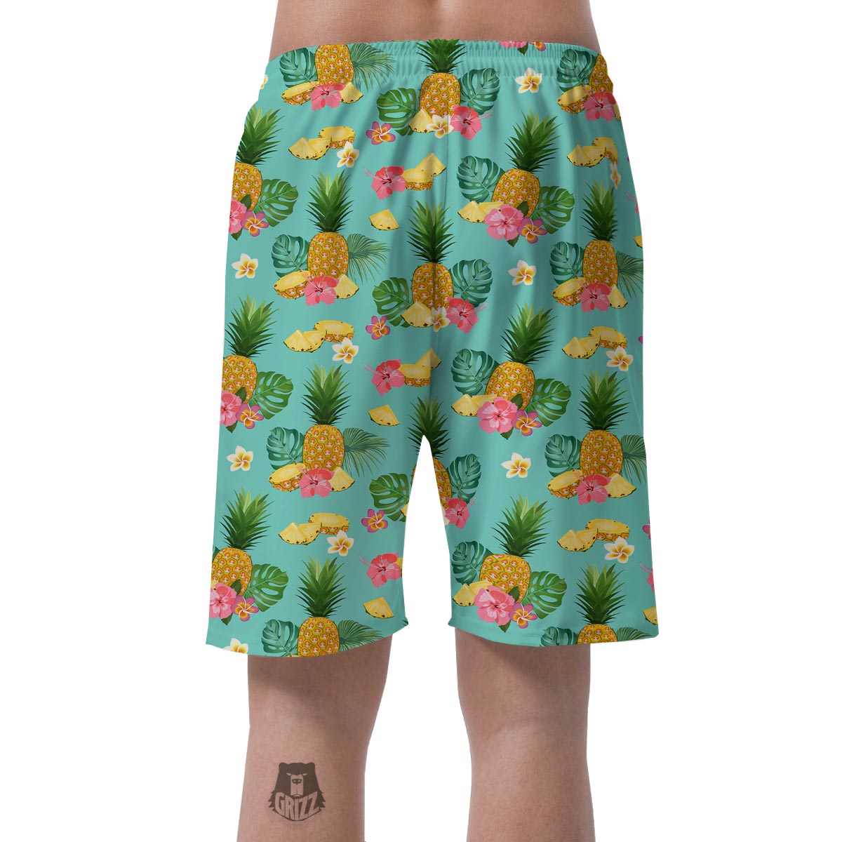 Slice Tropical Pineapple Print Men's Shorts-grizzshop