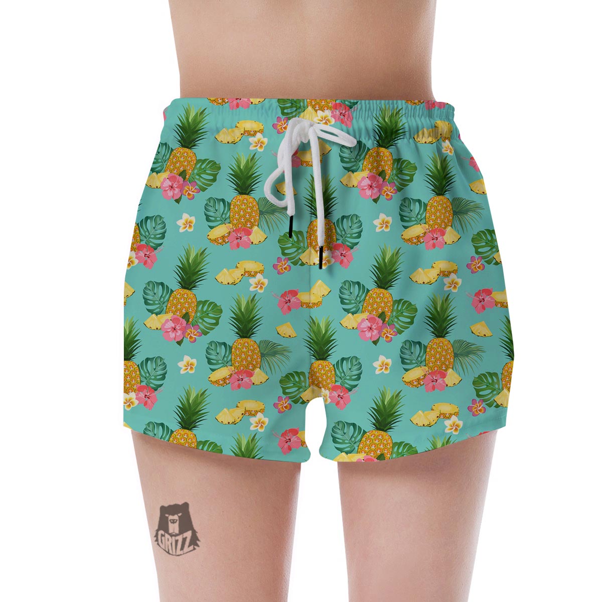 Slice Tropical Pineapple Print Women's Shorts-grizzshop