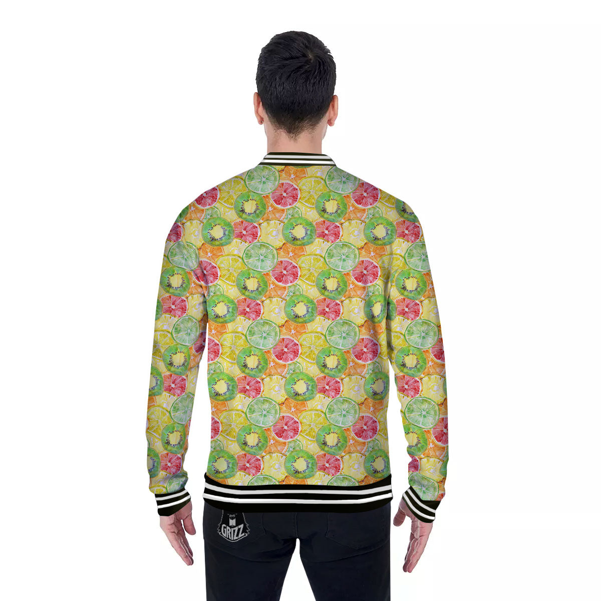 Slices Fruit Orange Print Pattern Baseball Jacket-grizzshop