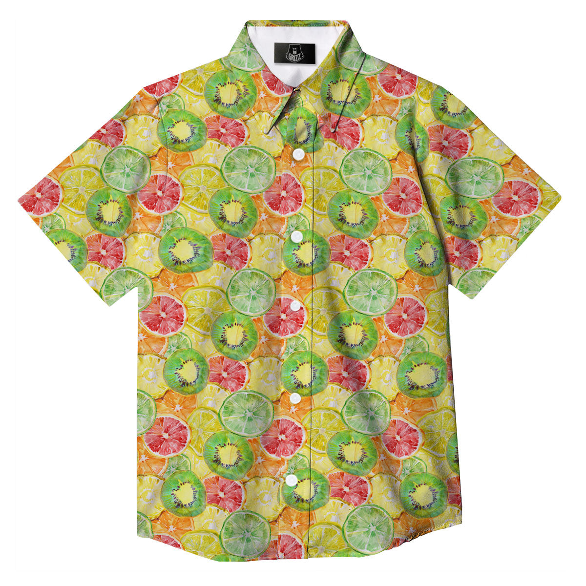 Slices Fruit Orange Print Pattern Button Up Shirt-grizzshop