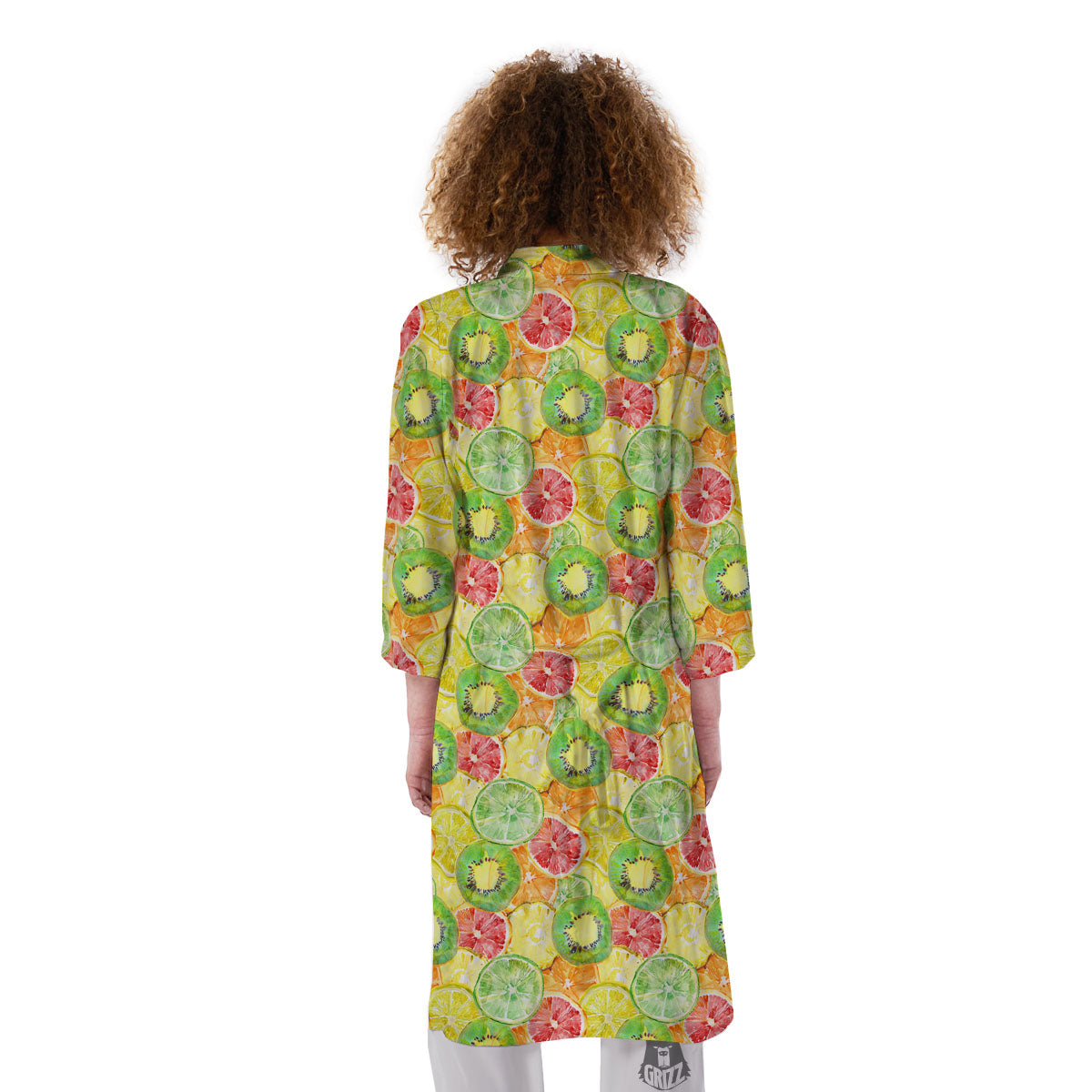 Slices Fruit Orange Print Pattern Kimono-grizzshop