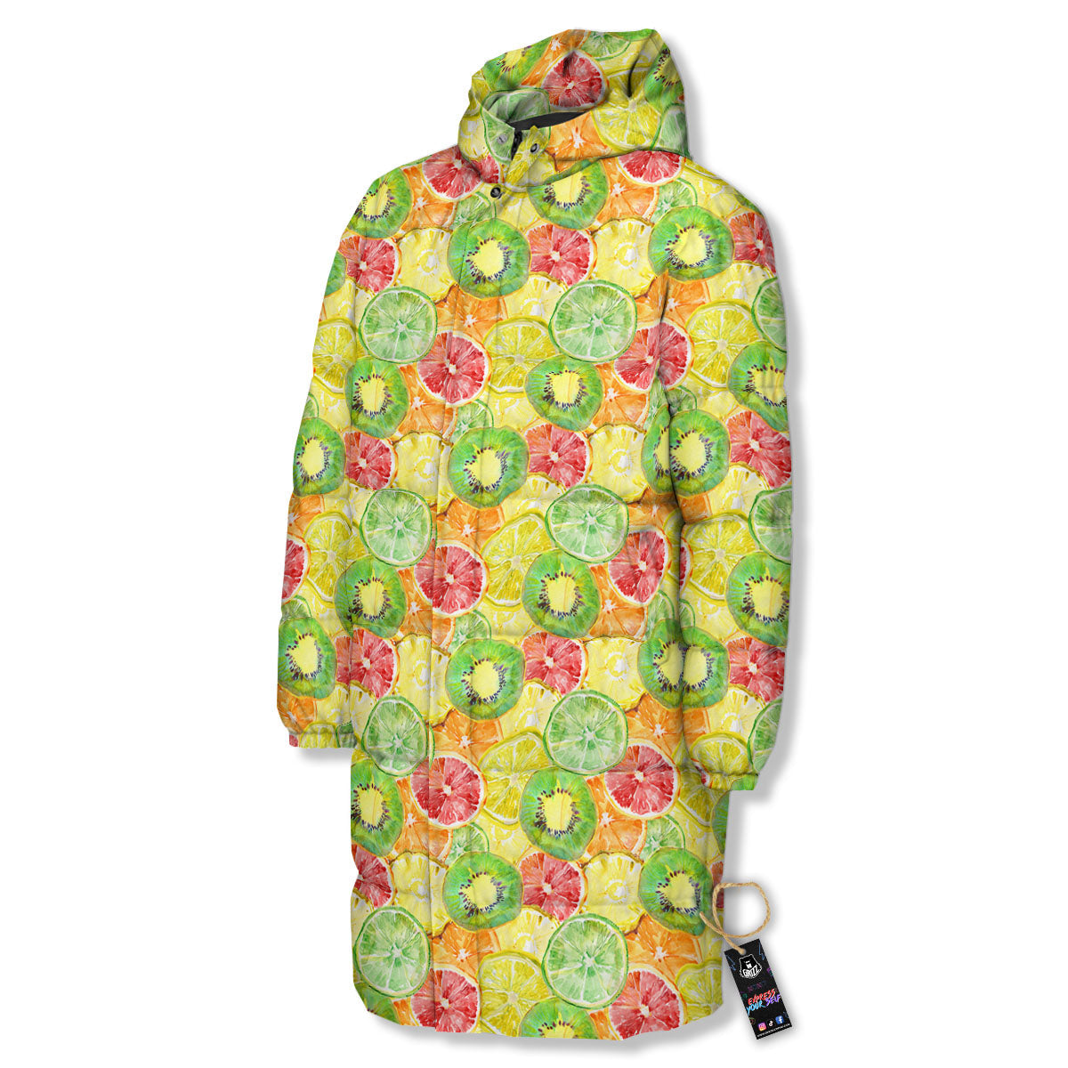 Slices Fruit Orange Print Pattern Long Down Jacket-grizzshop