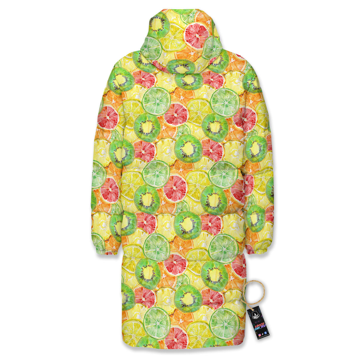 Slices Fruit Orange Print Pattern Long Down Jacket-grizzshop