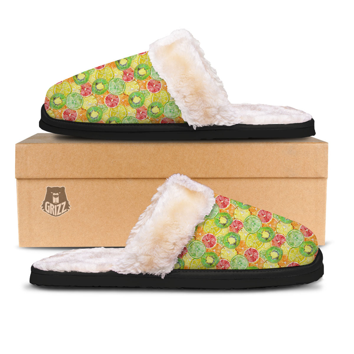 Slices Fruit Orange Print Pattern Slippers-grizzshop