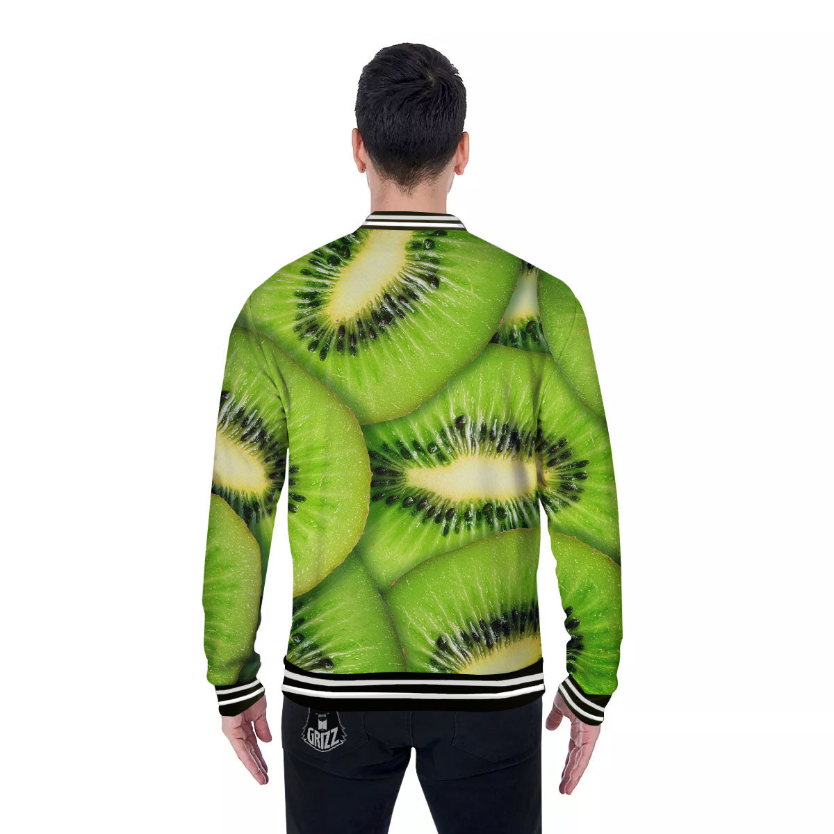 Slices Kiwi Print Baseball Jacket-grizzshop