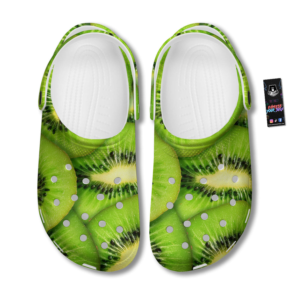 Slices Kiwi Print Clog-grizzshop