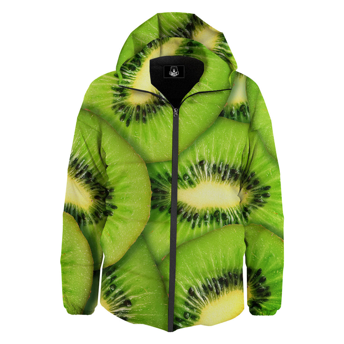 Slices Kiwi Print Down Jacket-grizzshop
