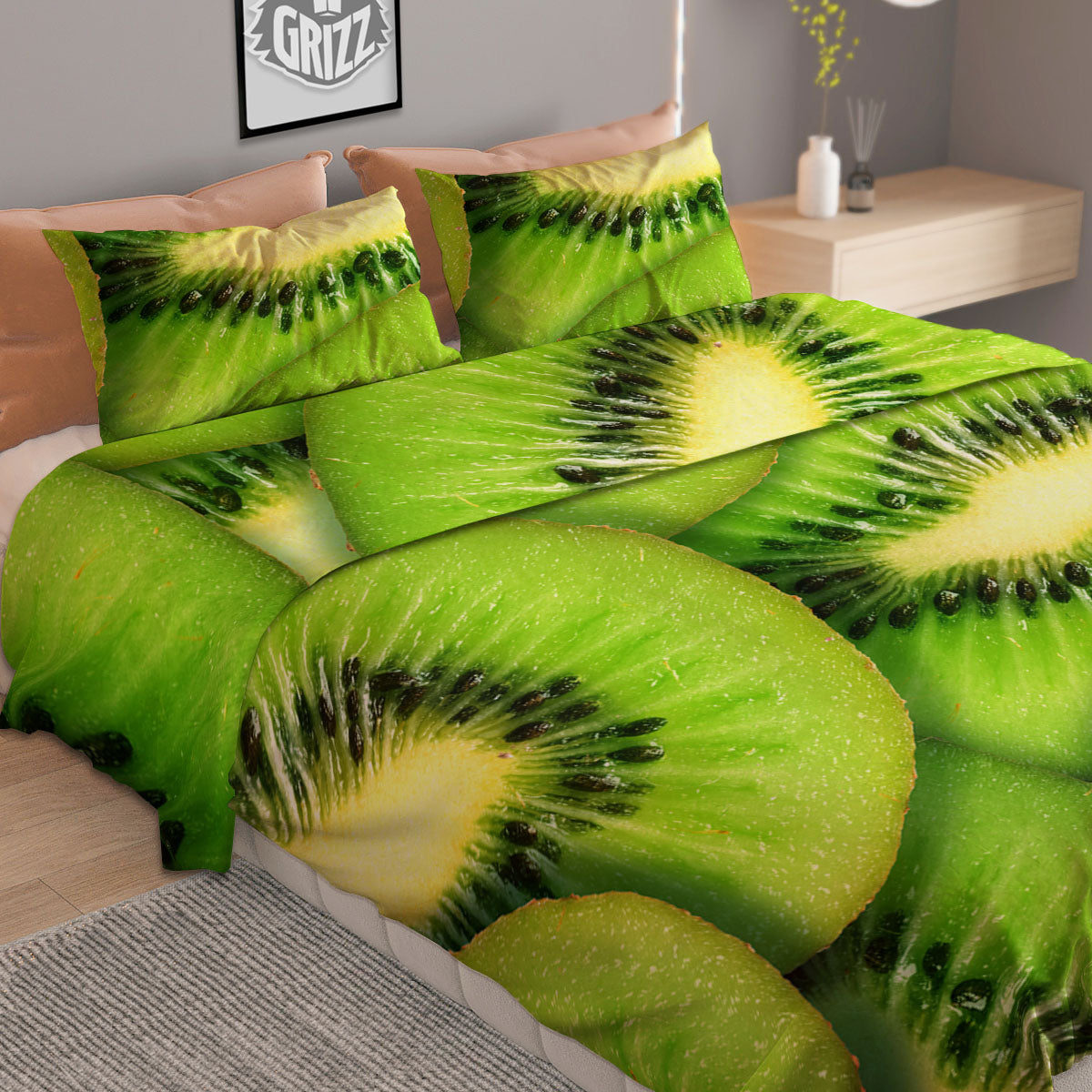 Slices Kiwi Print Duvet Cover Bedding Set
