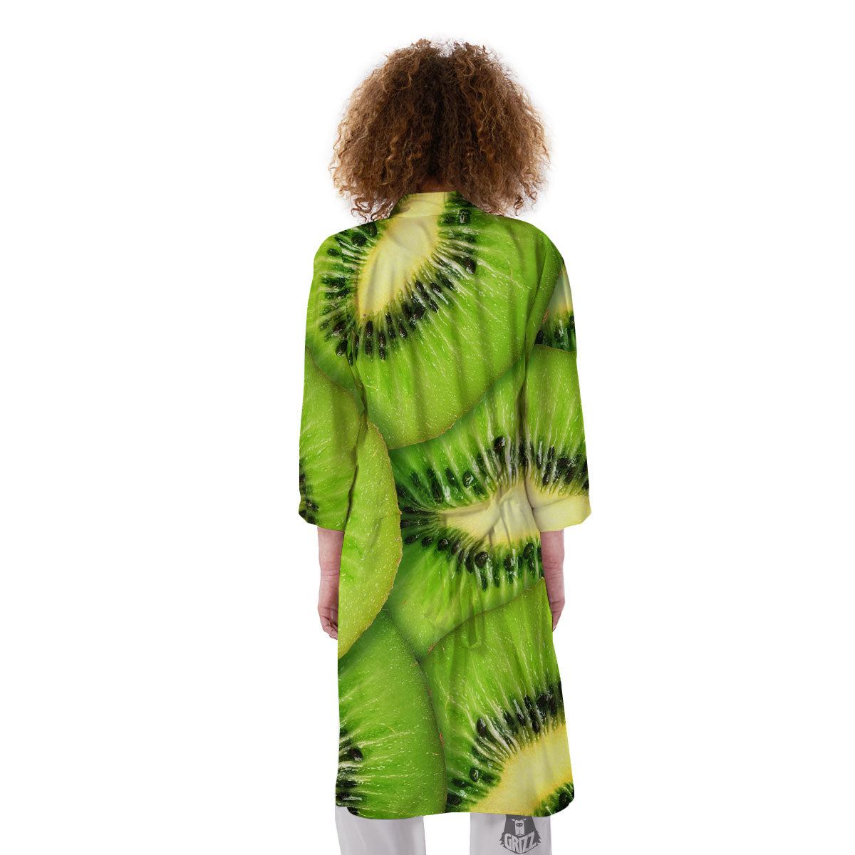 Slices Kiwi Print Kimono-grizzshop