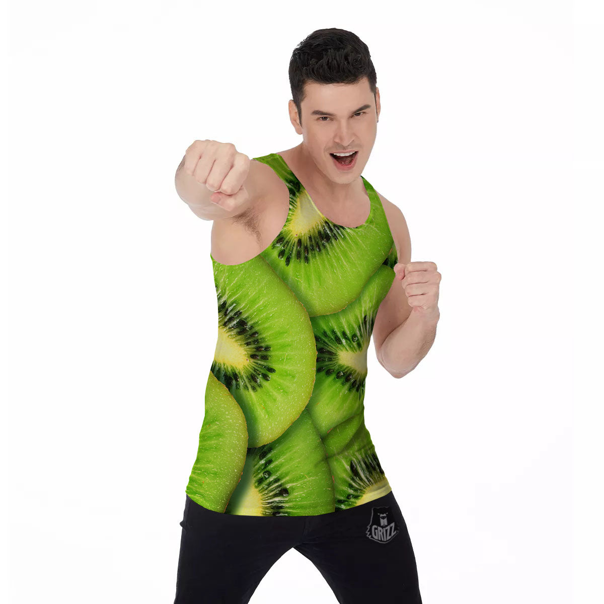 Slices Kiwi Print Men's Tank Top-grizzshop