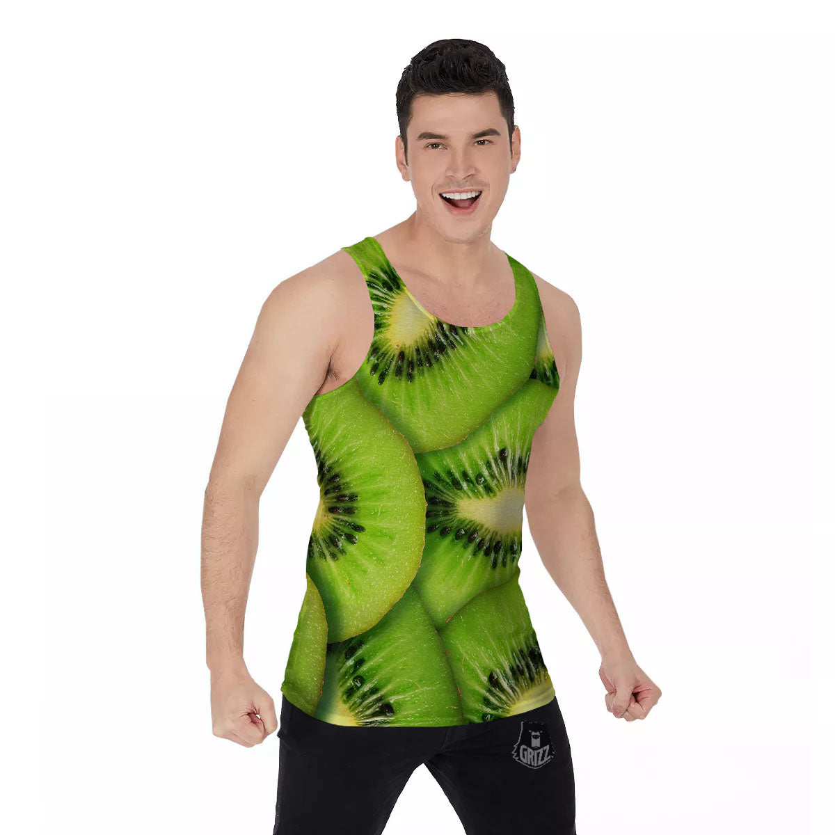 Slices Kiwi Print Men's Tank Top-grizzshop