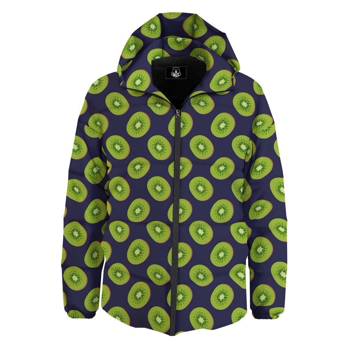 Slices Kiwi Print Pattern Down Jacket-grizzshop