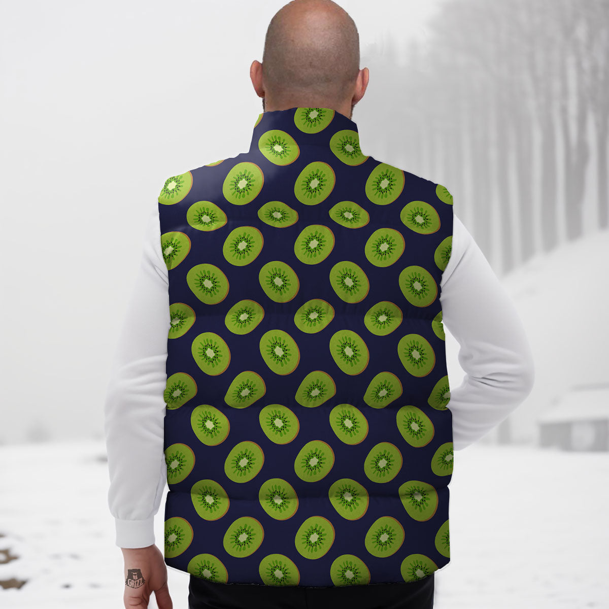 Slices Kiwi Print Pattern Down Vest