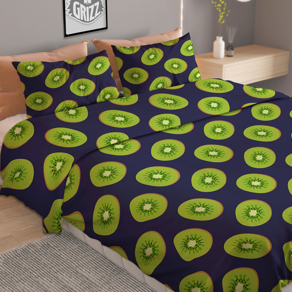 Slices Kiwi Print Pattern Duvet Cover Bedding Set