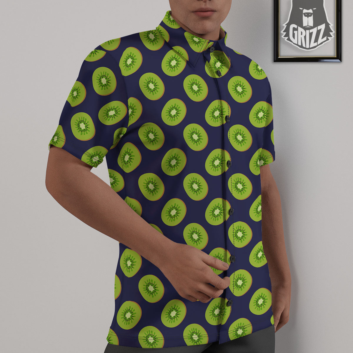 Slices Kiwi Print Pattern Untucked Shirts-grizzshop