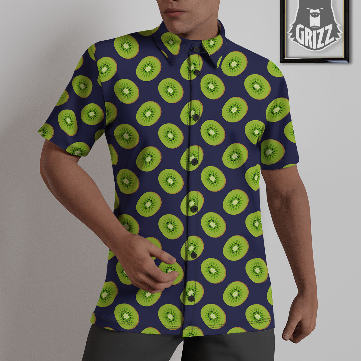 Slices Kiwi Print Pattern Untucked Shirts-grizzshop