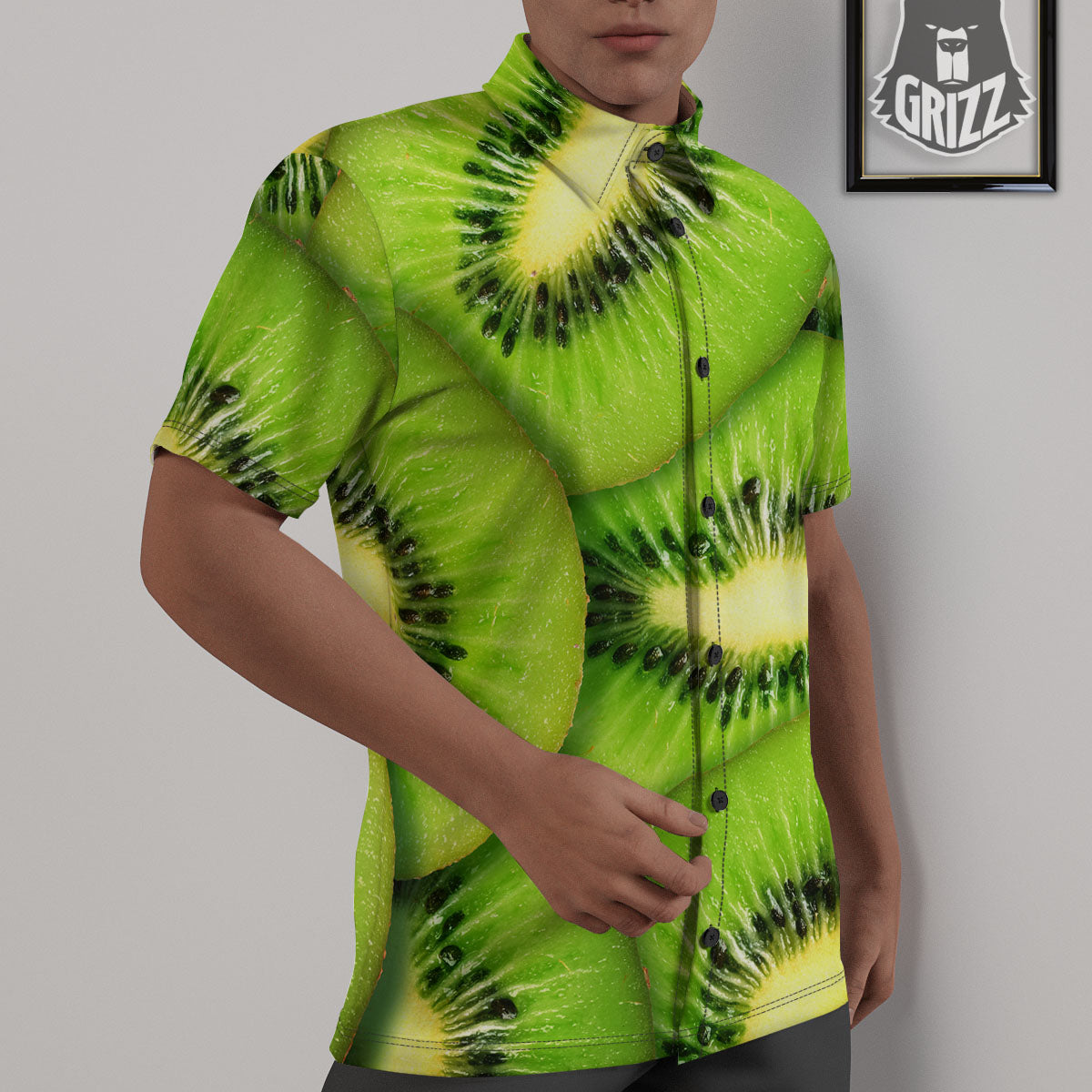 Slices Kiwi Print Untucked Shirts-grizzshop