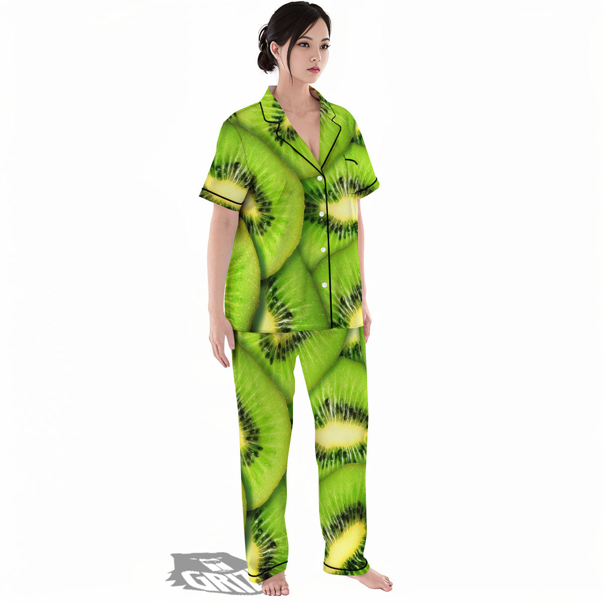 Slices Kiwi Print Women's Pajamas Set-grizzshop