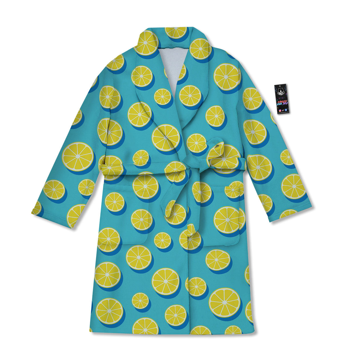 Slices Lemon Print Pattern Bathrobe-grizzshop