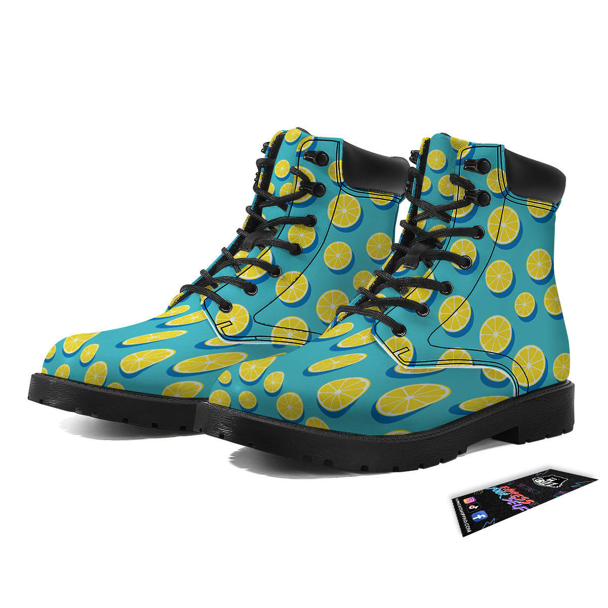 Slices Lemon Print Pattern Boots-grizzshop