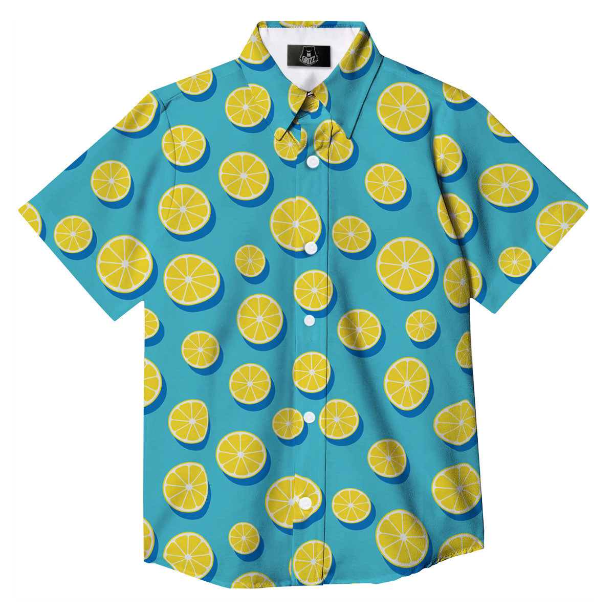 Slices Lemon Print Pattern Button Up Shirt-grizzshop