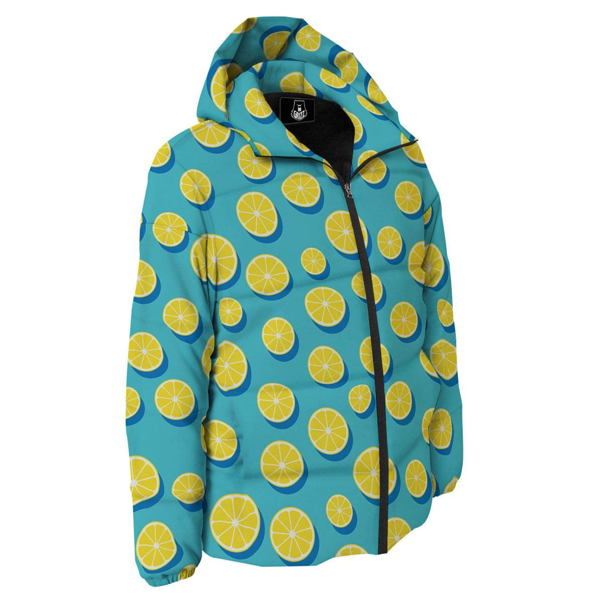 Slices Lemon Print Pattern Down Jacket-grizzshop