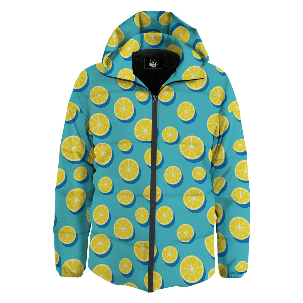 Slices Lemon Print Pattern Down Jacket-grizzshop
