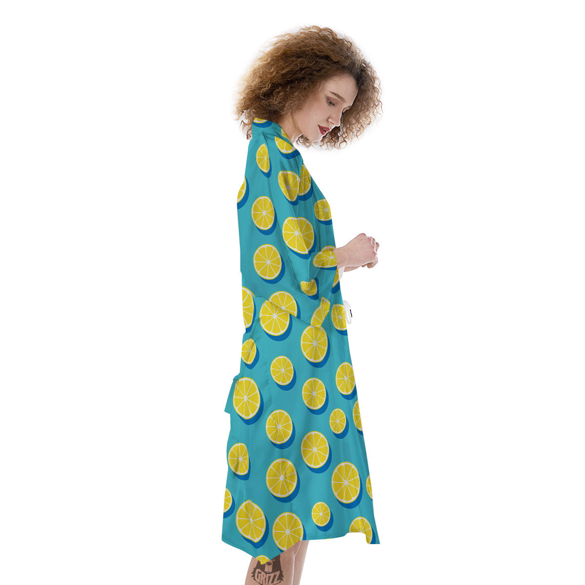 Slices Lemon Print Pattern Kimono-grizzshop