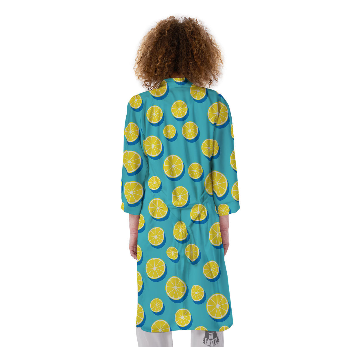 Slices Lemon Print Pattern Kimono-grizzshop