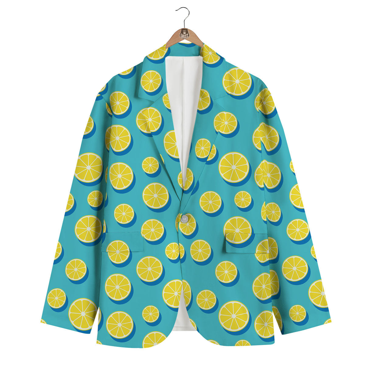 Slices Lemon Print Pattern Men's Blazer-grizzshop