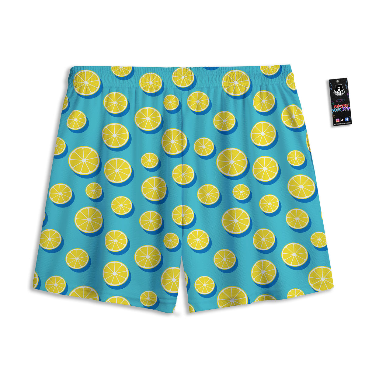 Slices Lemon Print Pattern Mesh Shorts-grizzshop