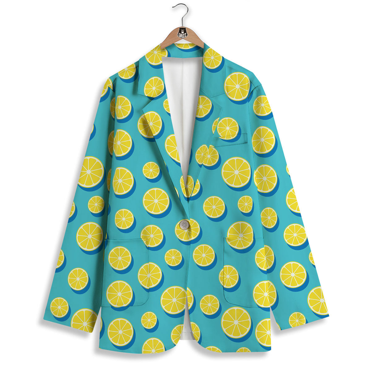 Slices Lemon Print Pattern Women's Blazer-grizzshop