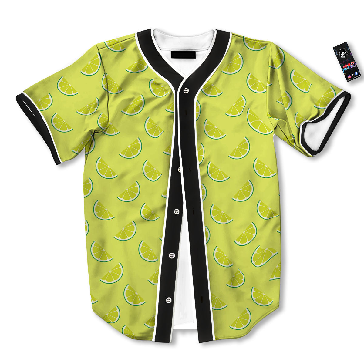 Slices Lime Green Print Pattern Baseball Jersey-grizzshop