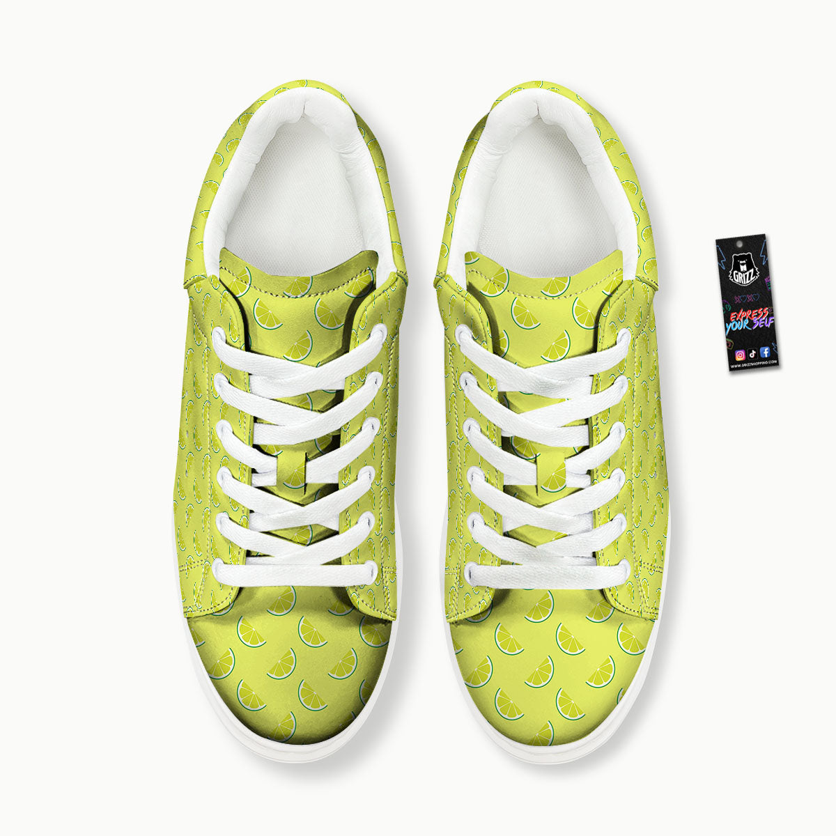Slices Lime Green Print Pattern Platform Shoes-grizzshop