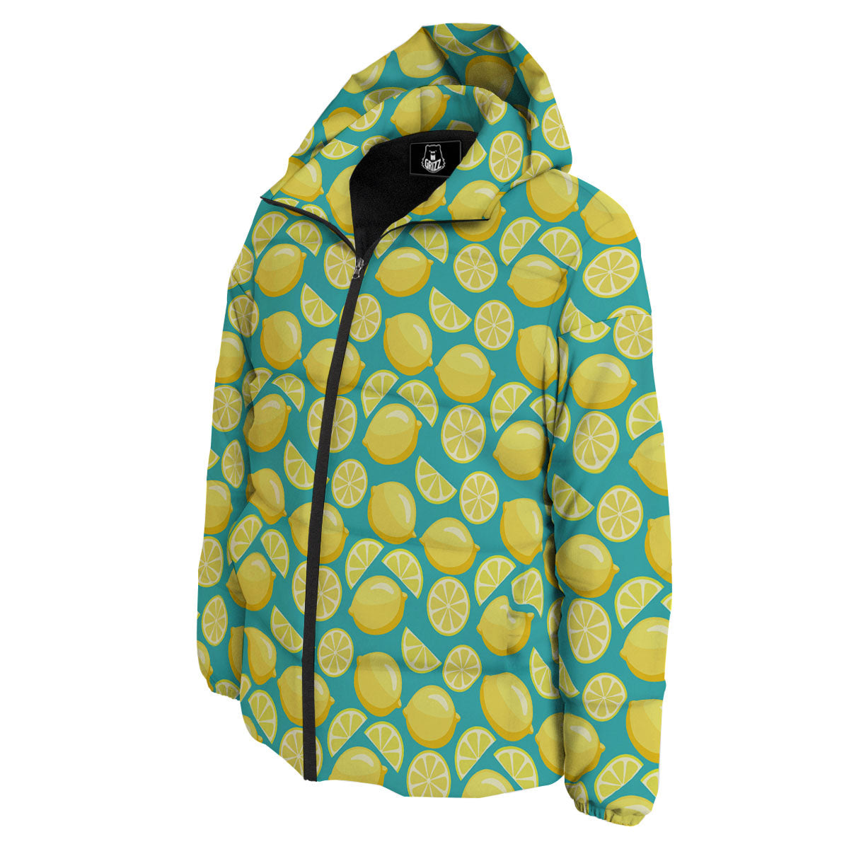 Slices Lime Print Pattern Down Jacket-grizzshop