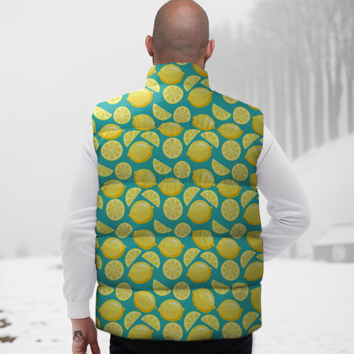 Slices Lime Print Pattern Down Vest-grizzshop