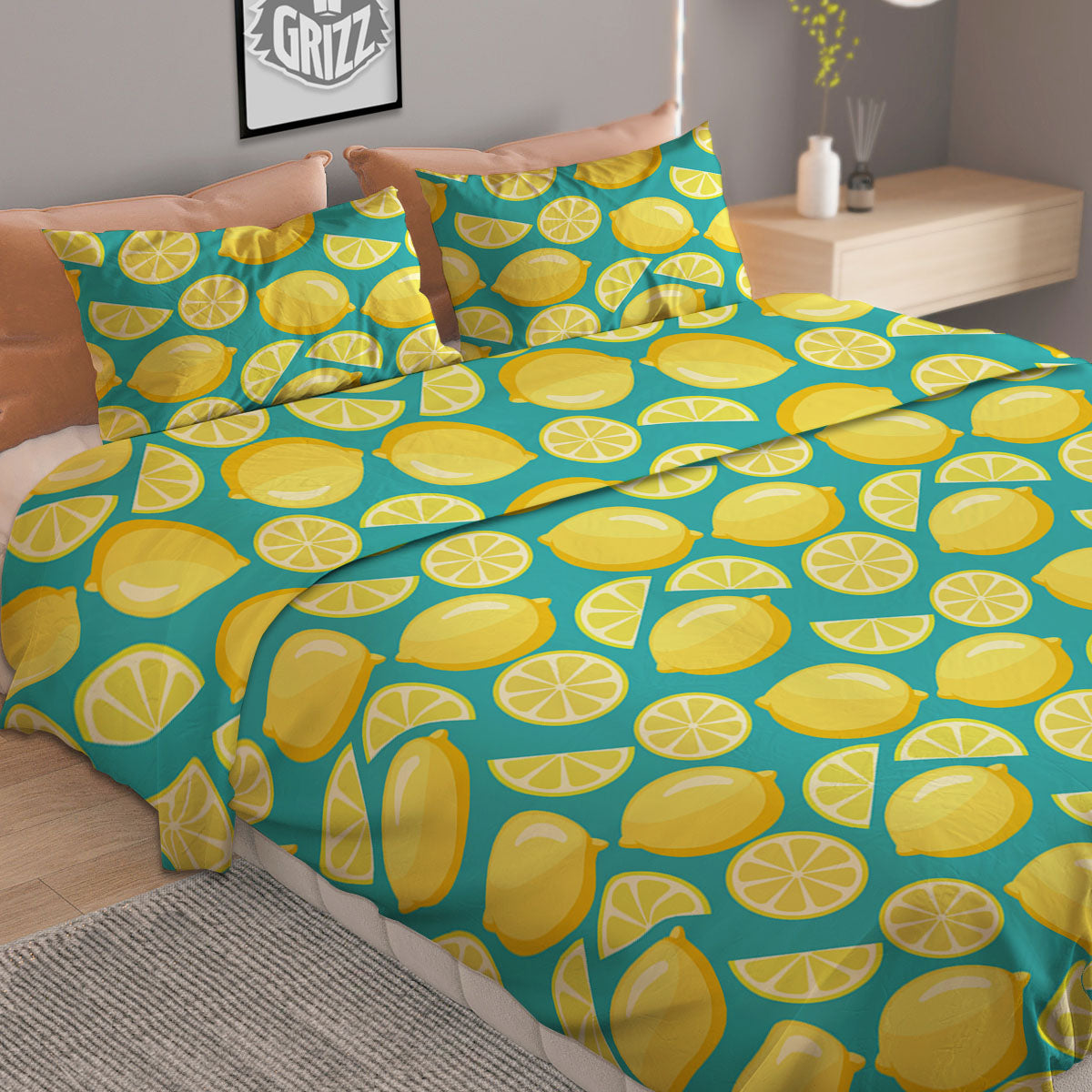 Slices Lime Print Pattern Duvet Cover Bedding Set-grizzshop