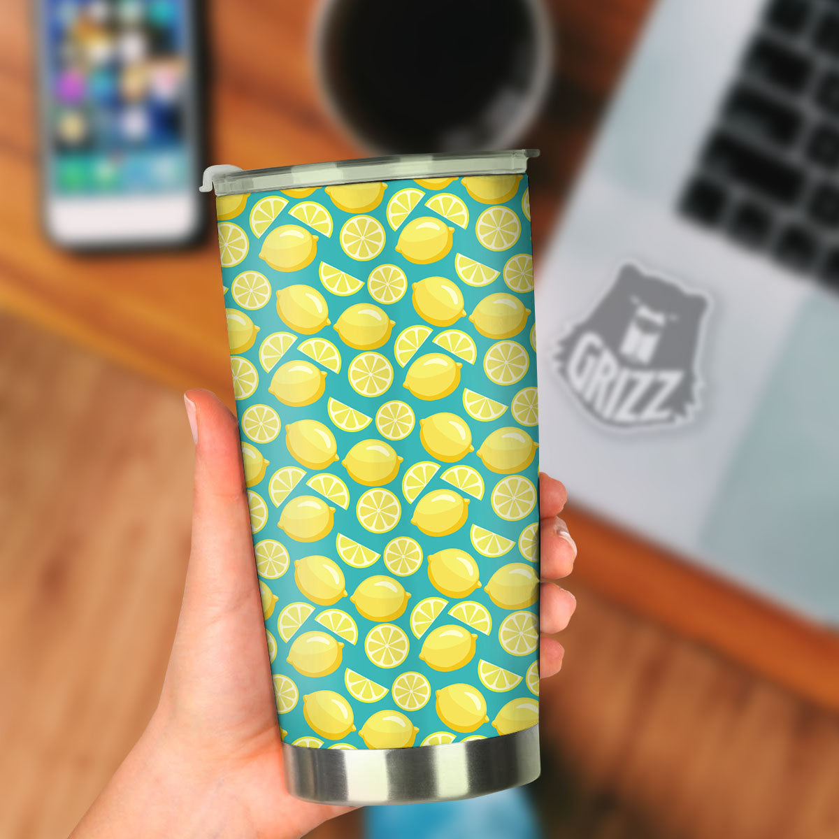 Slices Lime Print Pattern Tumbler-grizzshop