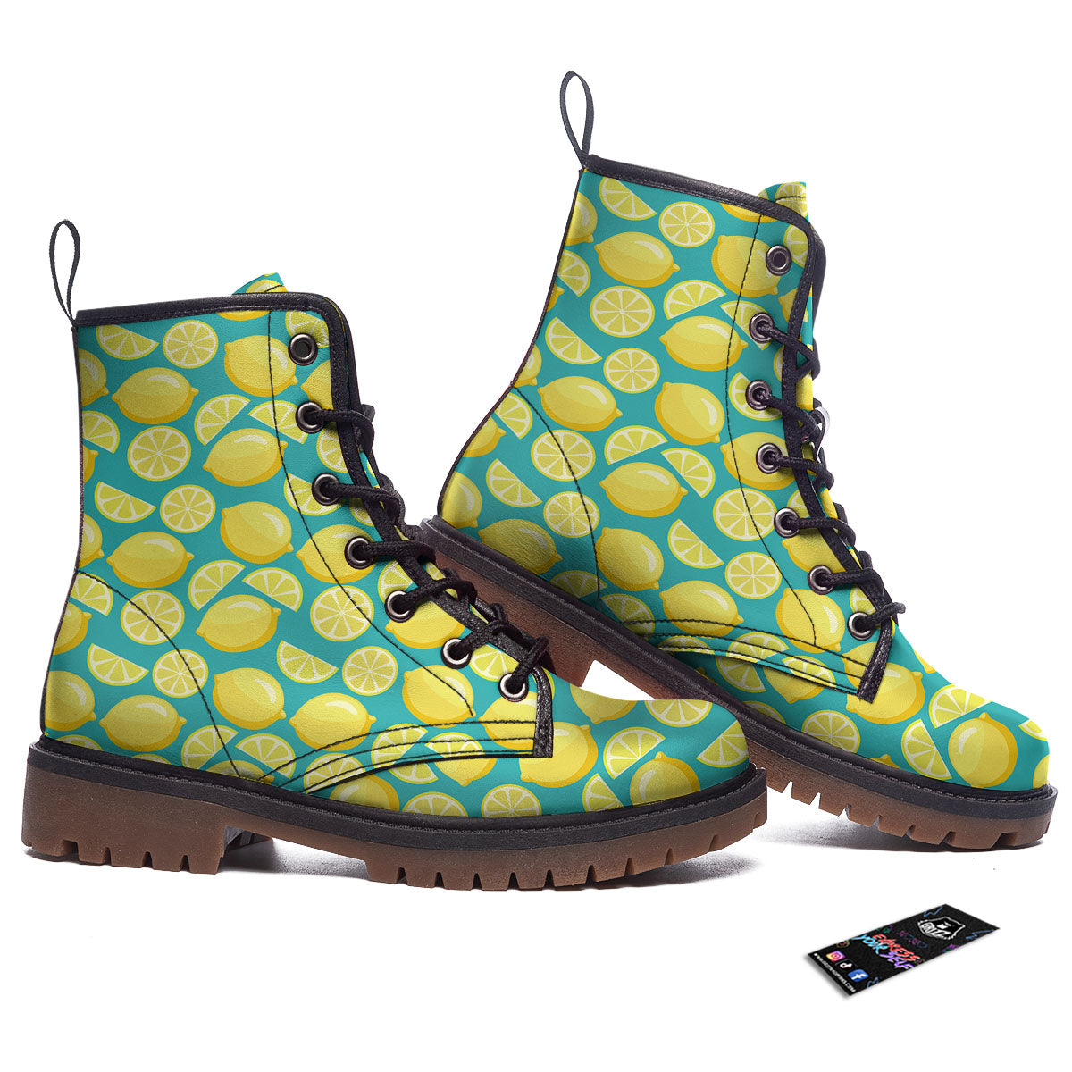 Slices Lime Print Pattern Work Boots-grizzshop