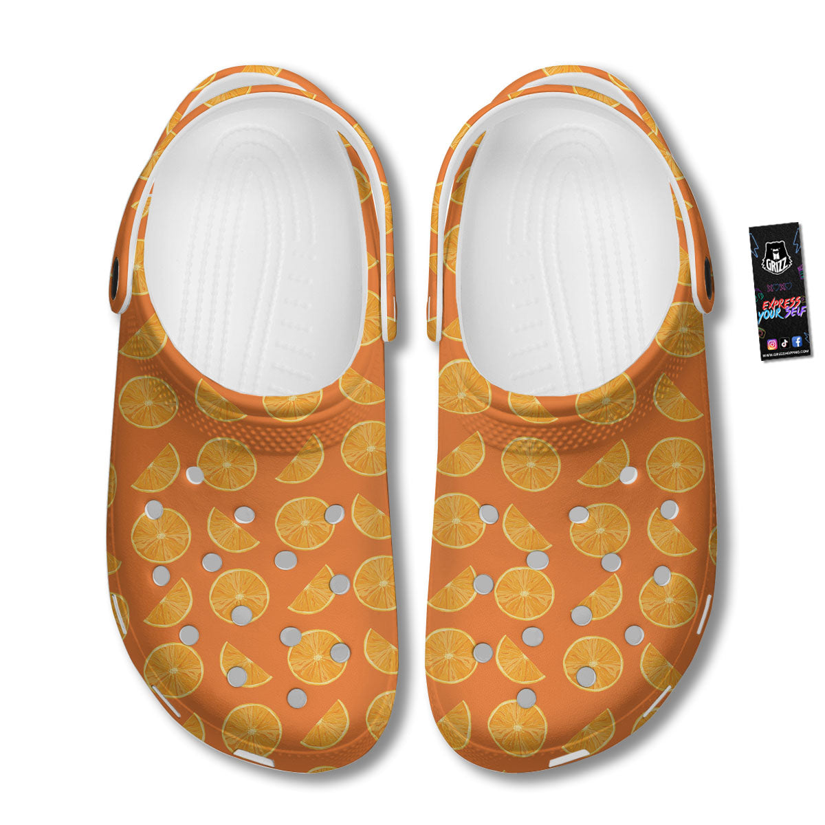 Slices Orange Print Pattern Clog-grizzshop