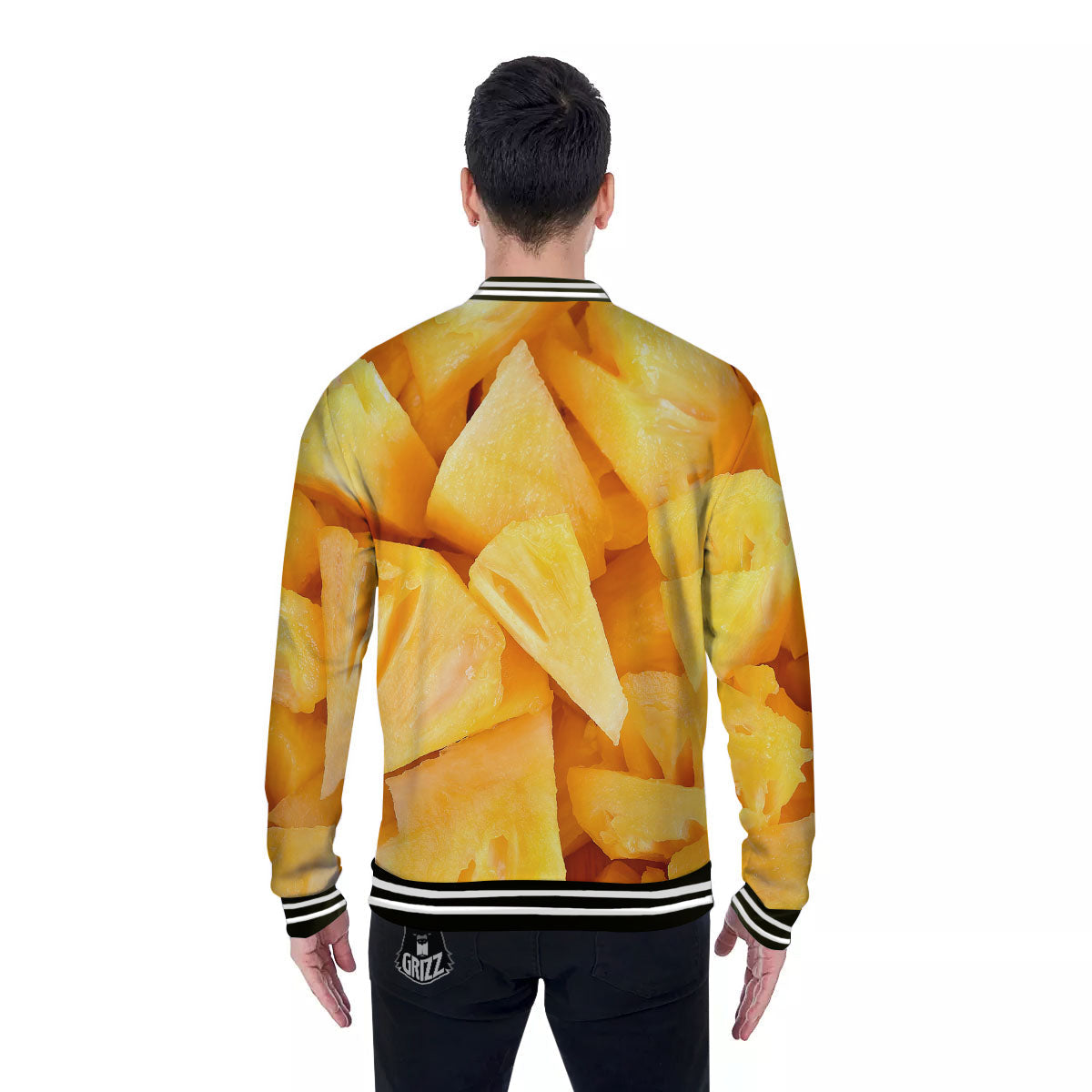 Slices Pineapple Print Baseball Jacket-grizzshop