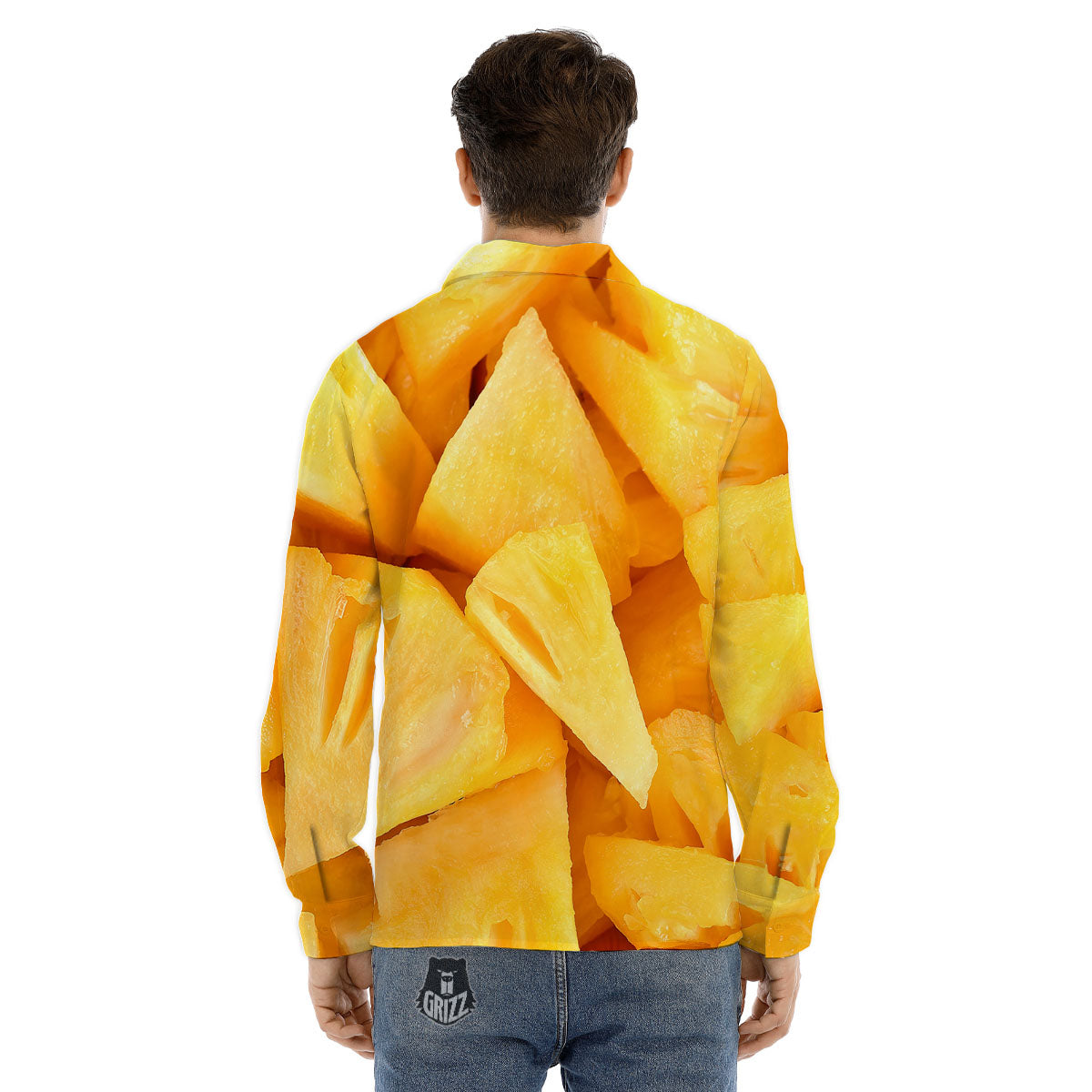 Slices Pineapple Print Men's Dress Shirts-grizzshop