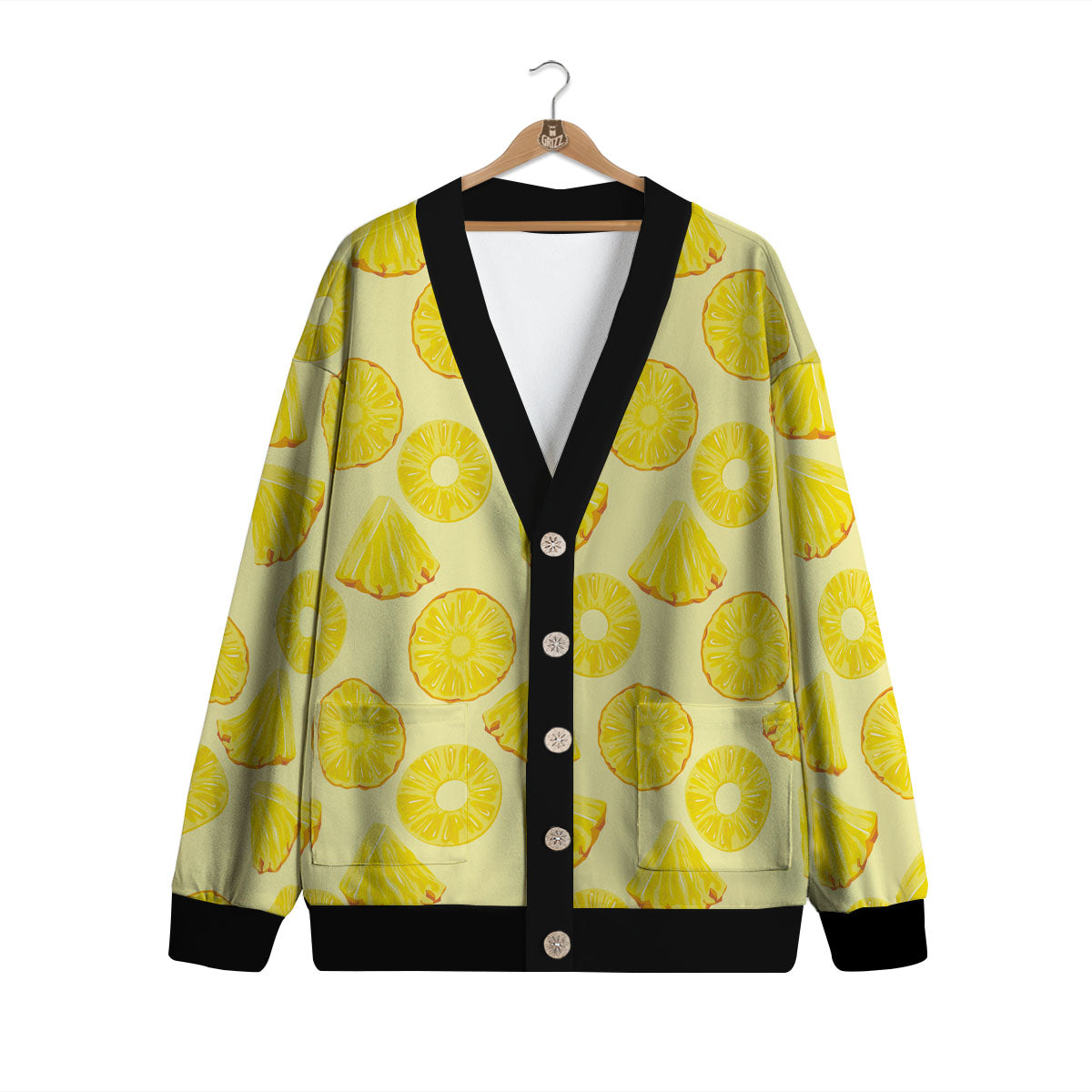Slices Pineapple Print Pattern Cardigan-grizzshop