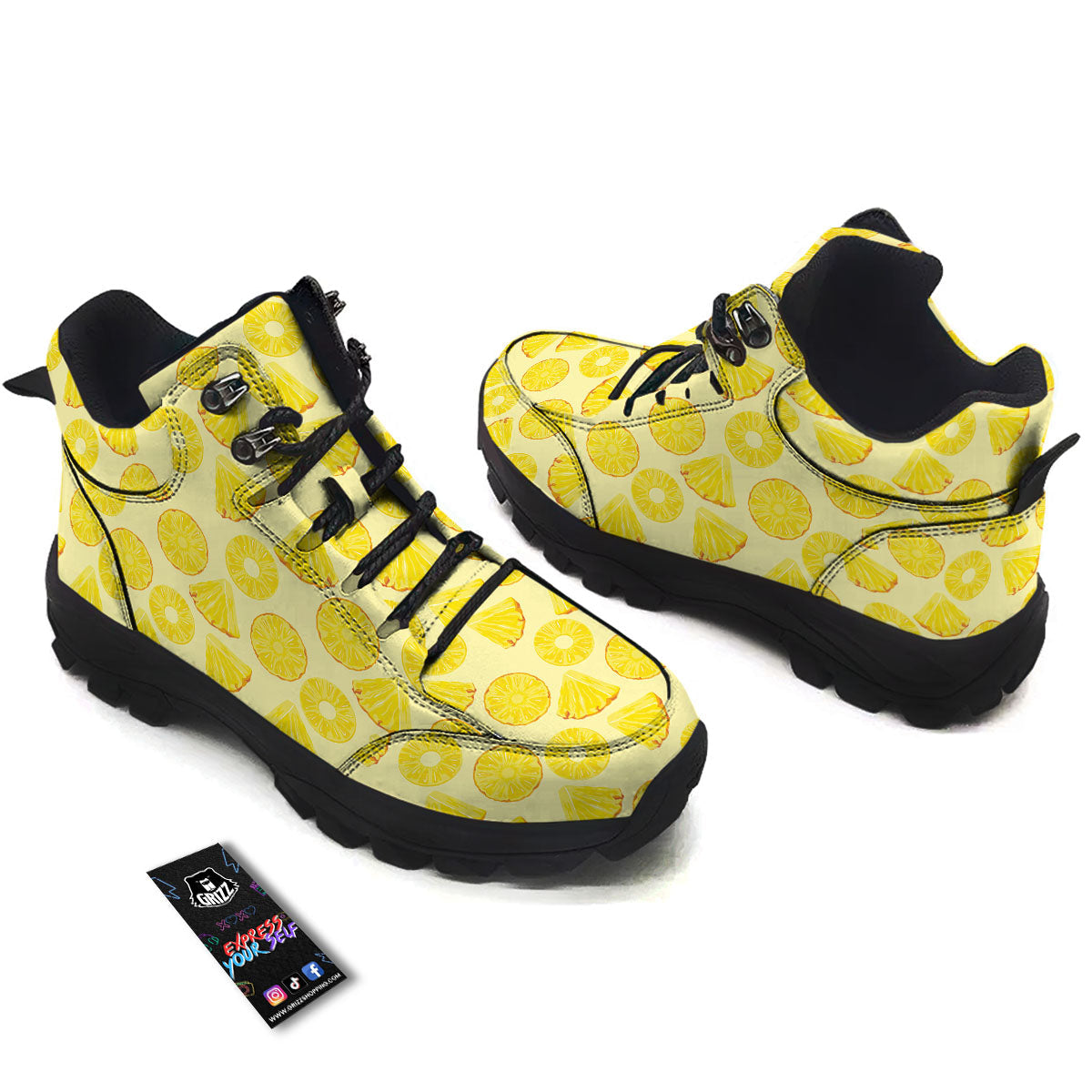 Slices Pineapple Print Pattern Hiking Shoes-grizzshop