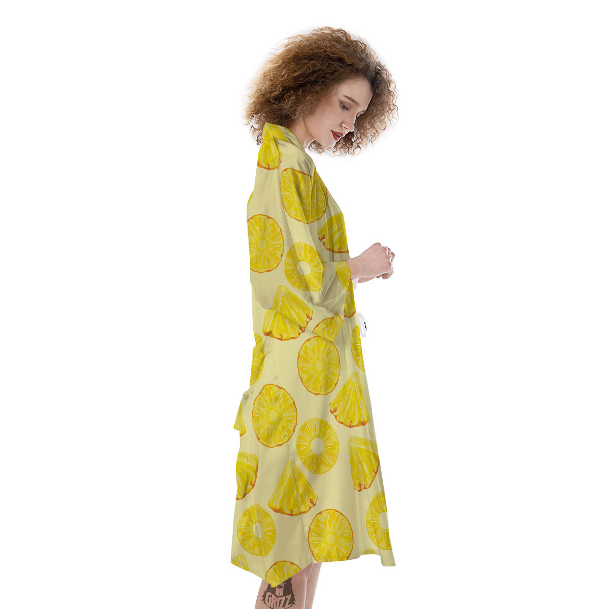 Slices Pineapple Print Pattern Kimono-grizzshop