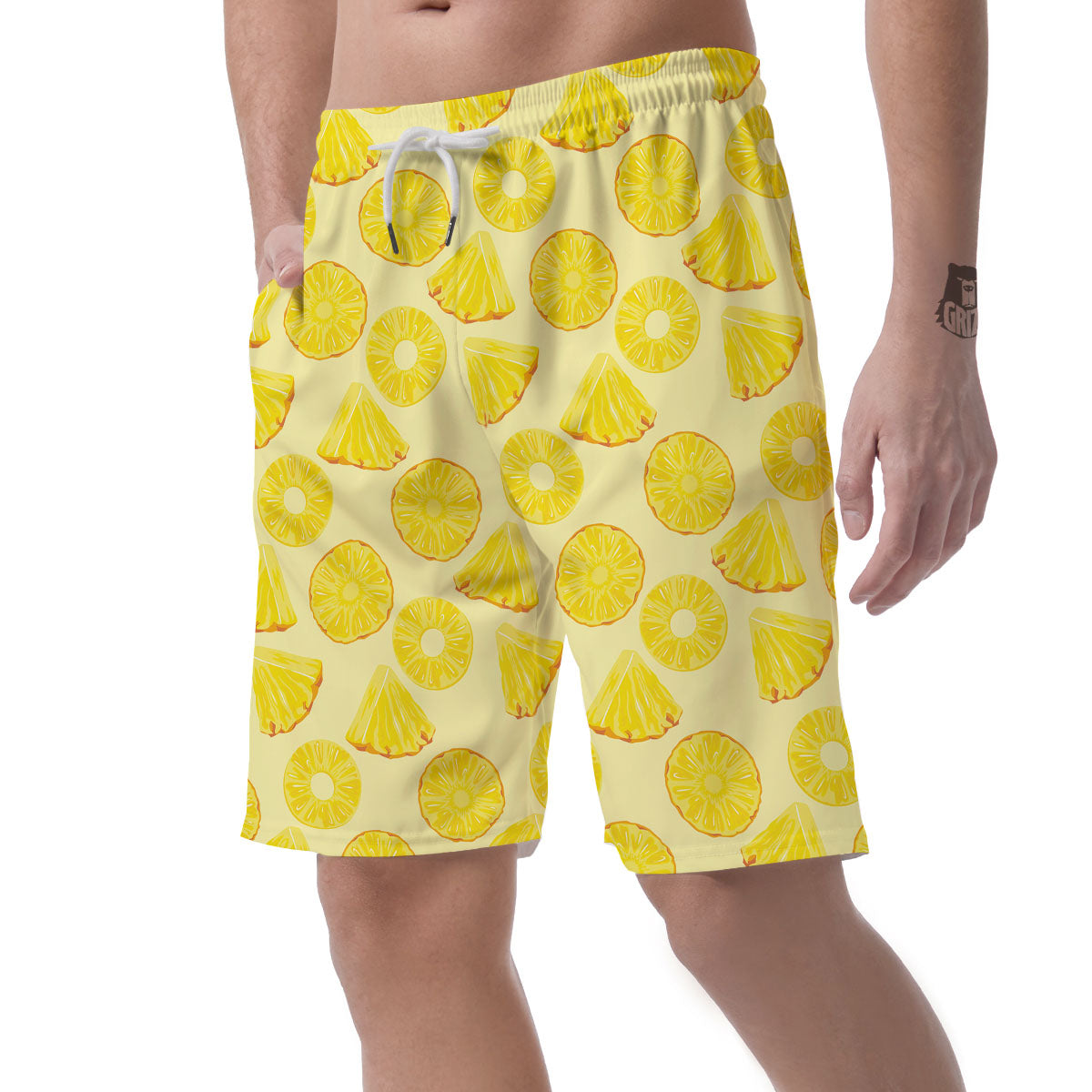 Slices Pineapple Print Pattern Men's Shorts-grizzshop