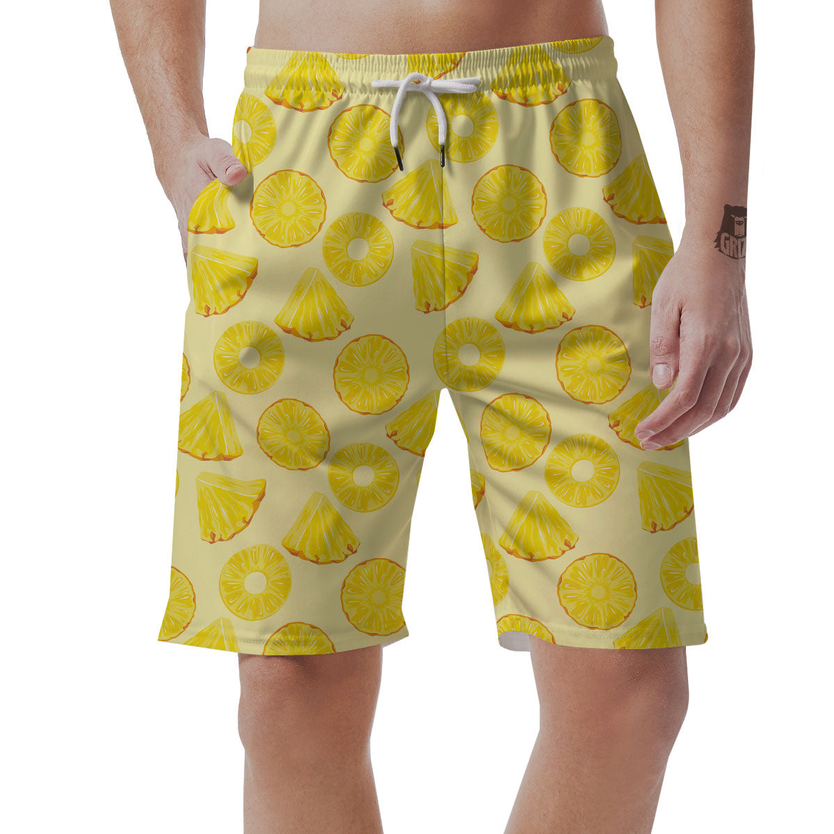 Slices Pineapple Print Pattern Men's Shorts-grizzshop